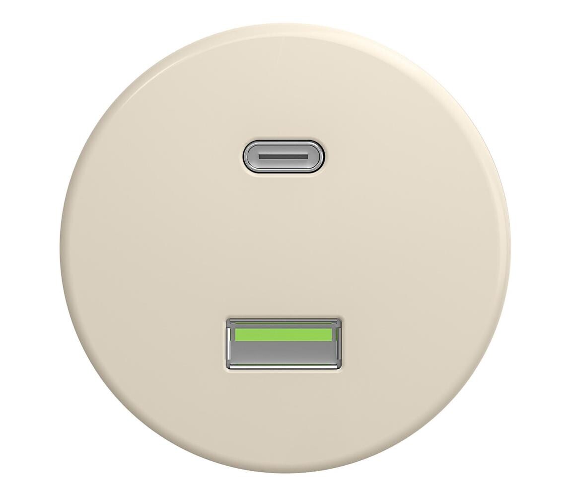 lap lap - Retro USB zásuvka A+C bez rámečku béžová