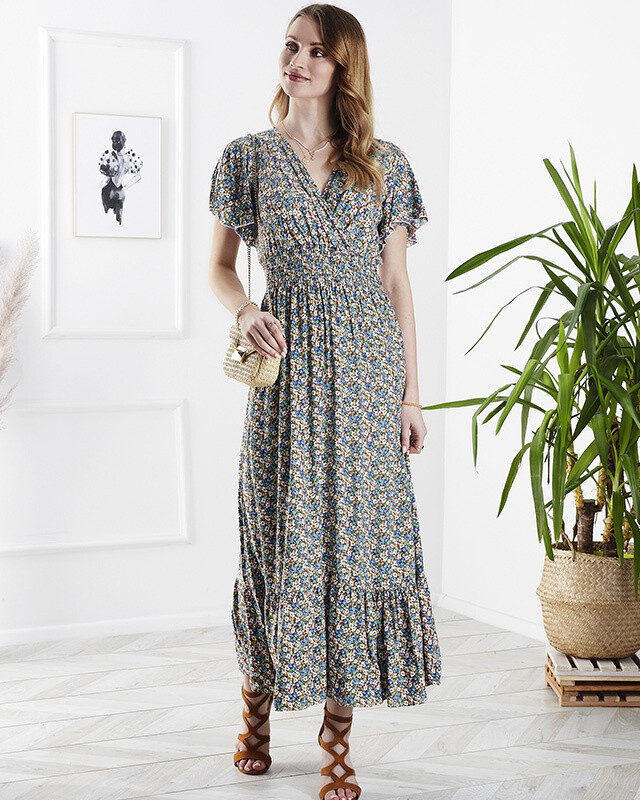 Resti Floral women's midi dress in green- Clothing