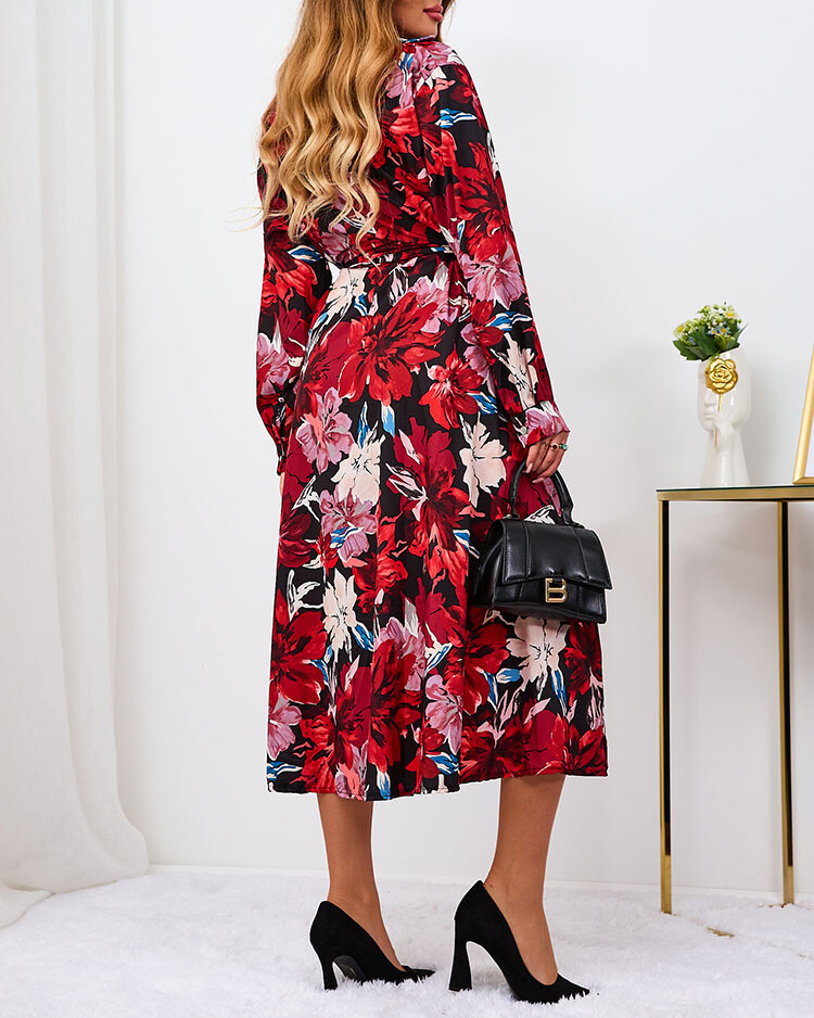 Resti Red and burgundy patterned women's maxi dress