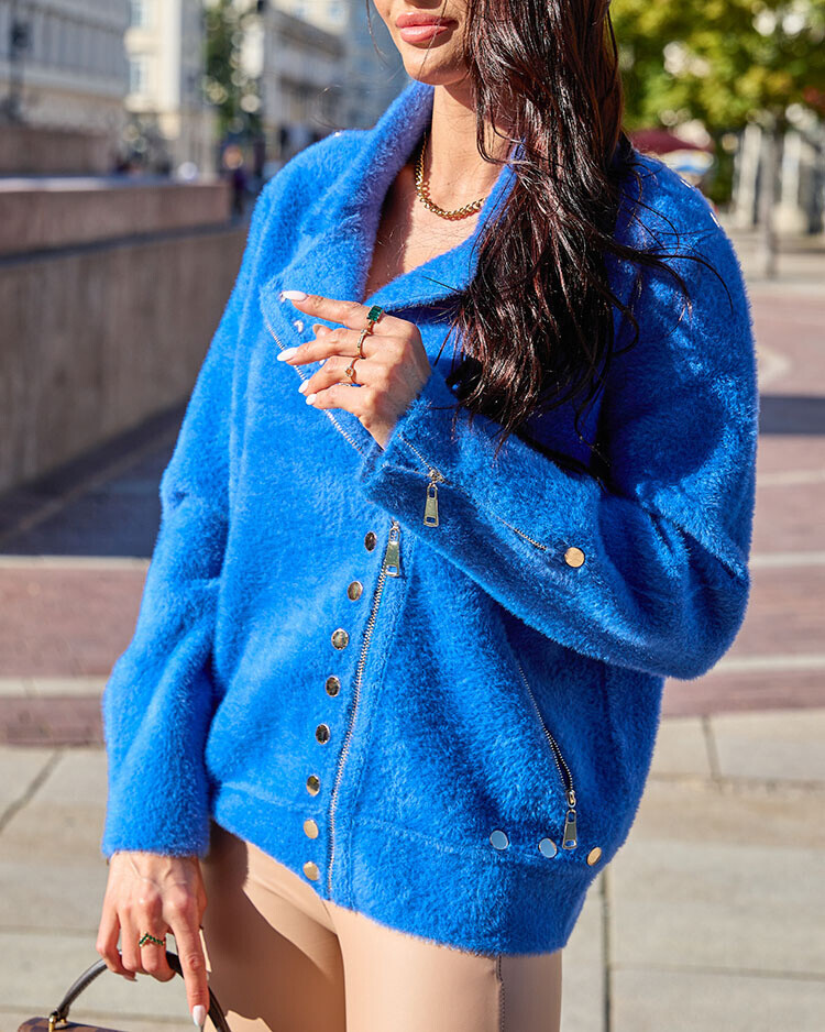 Resti Brown women's unbuttoned sweater with pockets