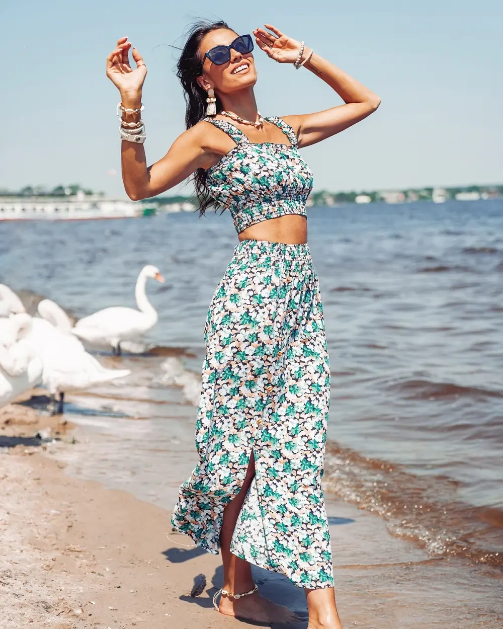 Resti Mint women's set with floral print