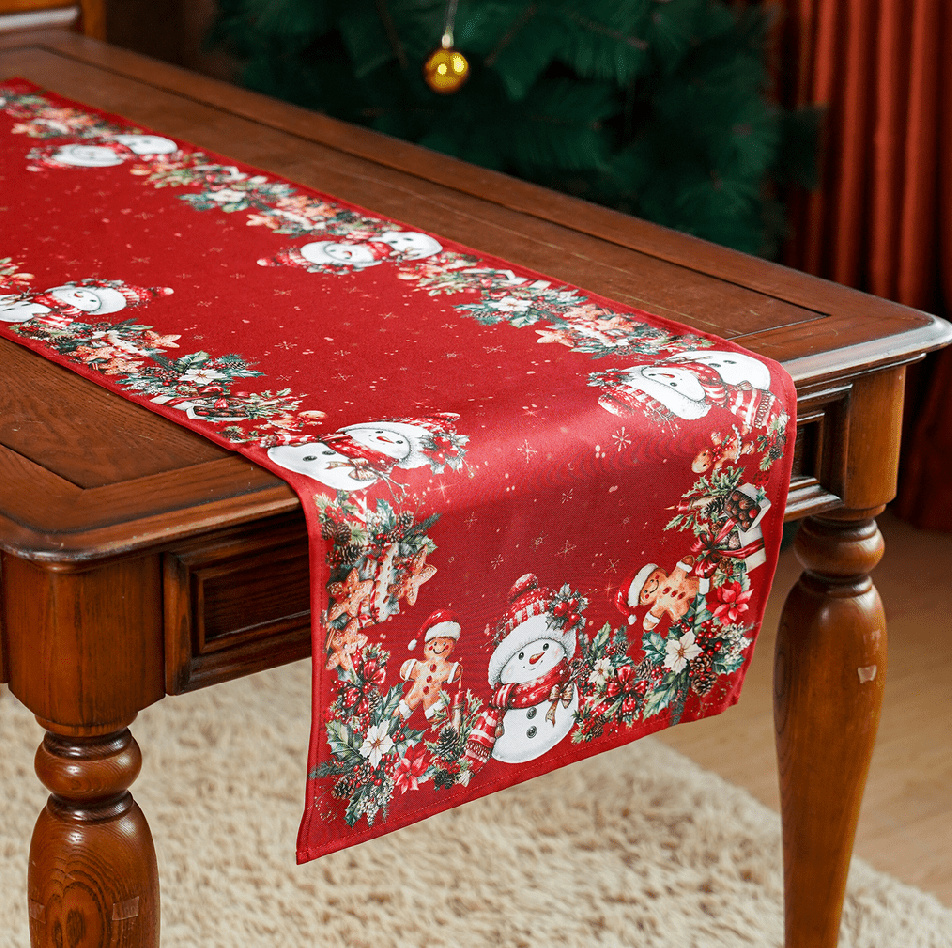 Vánoční ubrus - běhoun na stůl XMAS PARTY červená 40x140 cm Mybesthome