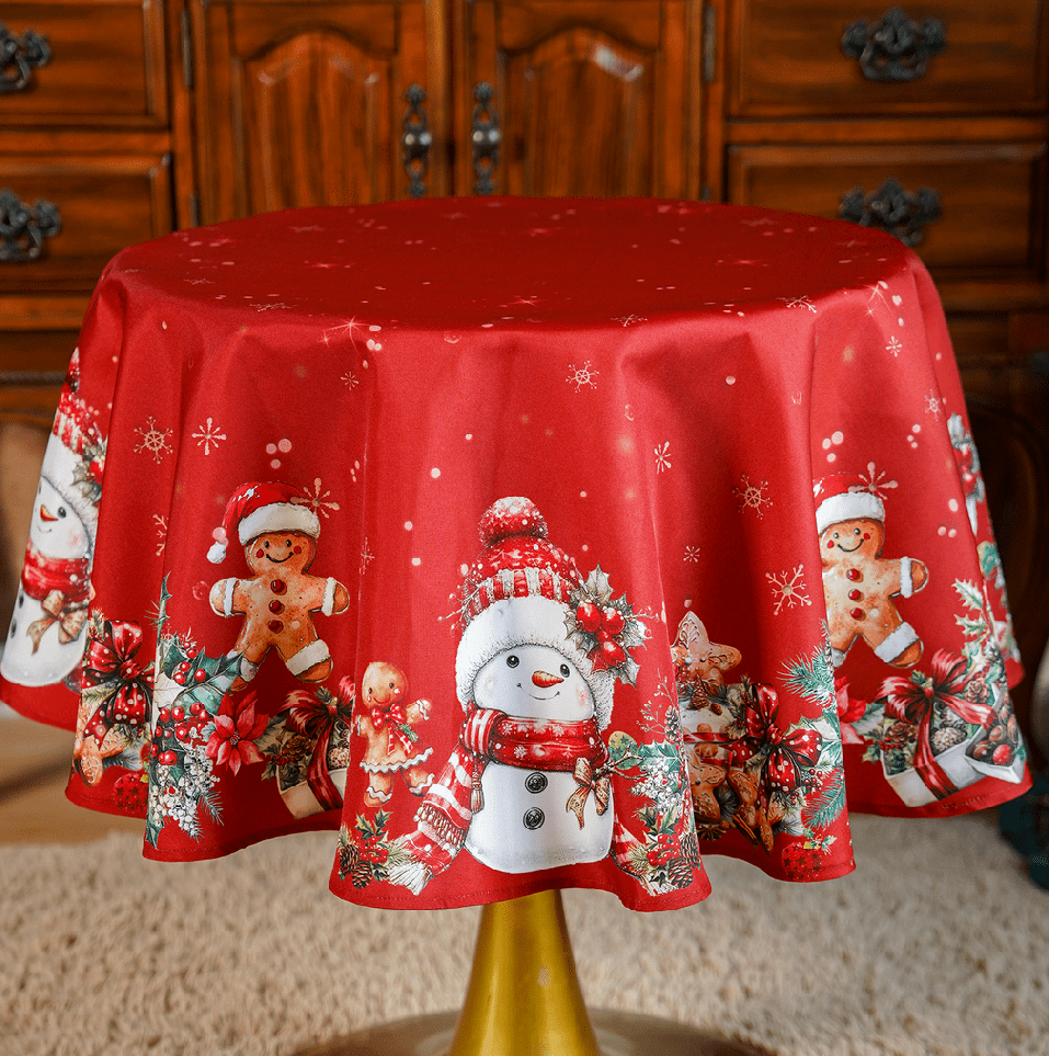 Vánoční ubrus na stůl XMAS PARTY červená Ø 130 cm Mybesthome