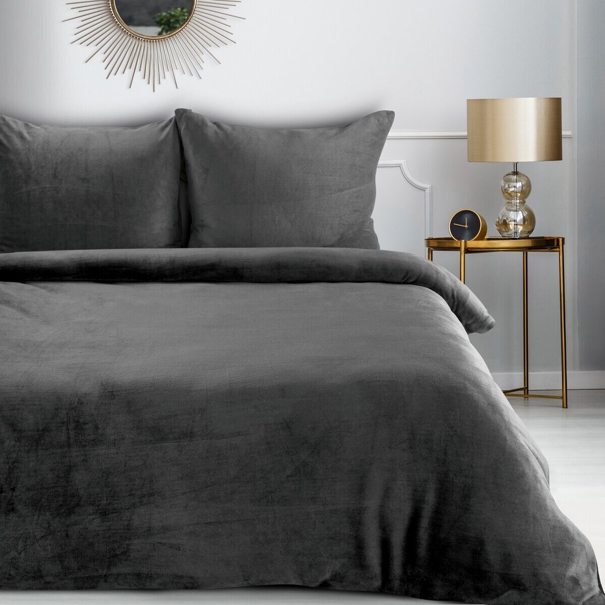 Flanelové povlečení MASTER antracit 1x 220x200 cm, 2x povlak 70x80 cm MyBestHome