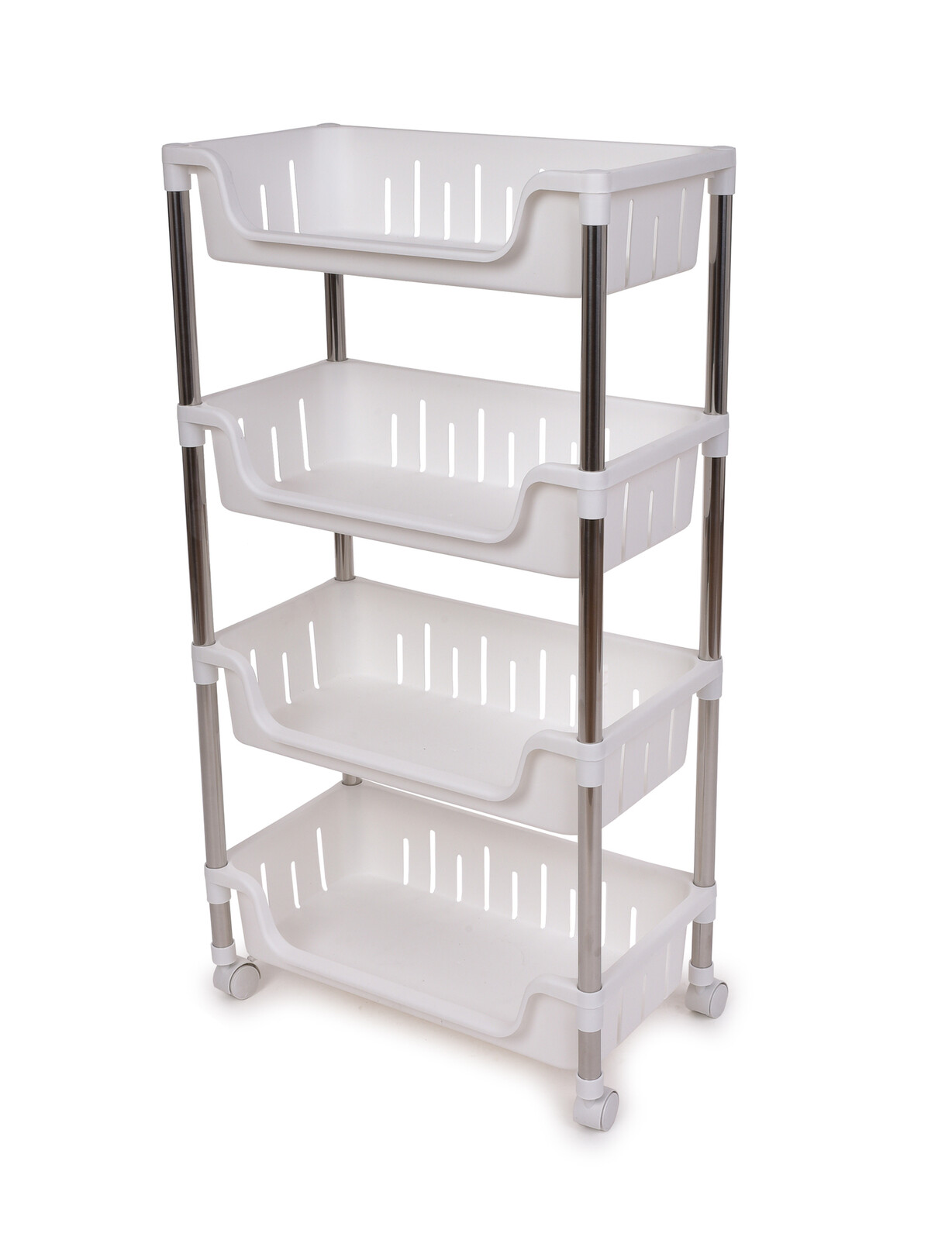 TROLEY | Pojízdný úložný regál se 4 policemi a háčky | 93 cm