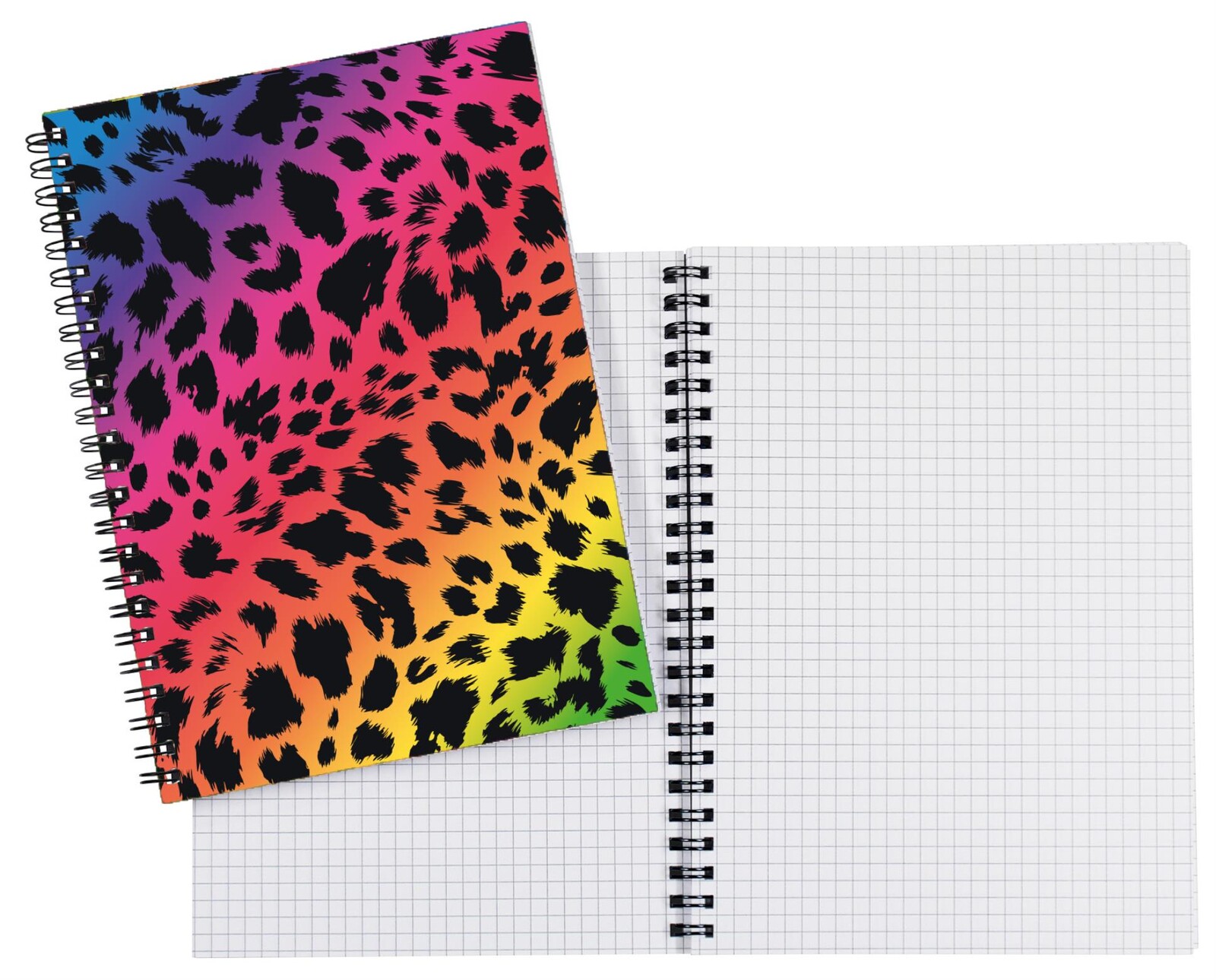 Kroužkový blok Donau Neon Safari A5, čtverečkovaný - mix designů, 80 listů