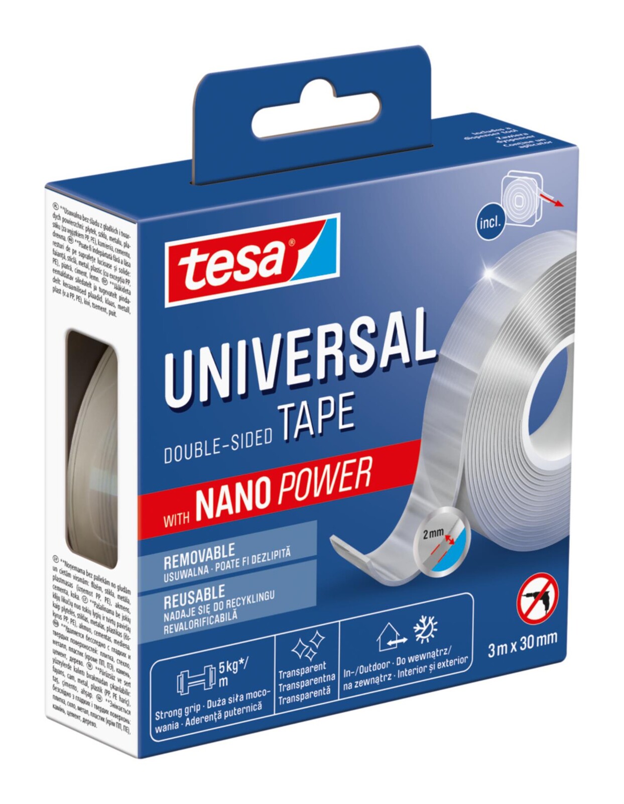 Lepicí páska Tesa Nano Power - oboustranná, 30 mm x 3 m, transparentní