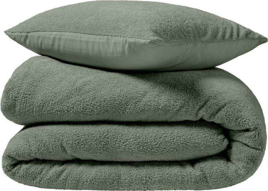 Zelené povlečení na dvoulůžko/prodloužené z mikroplyše 240x220 cm Helena – douceur d'intérieur