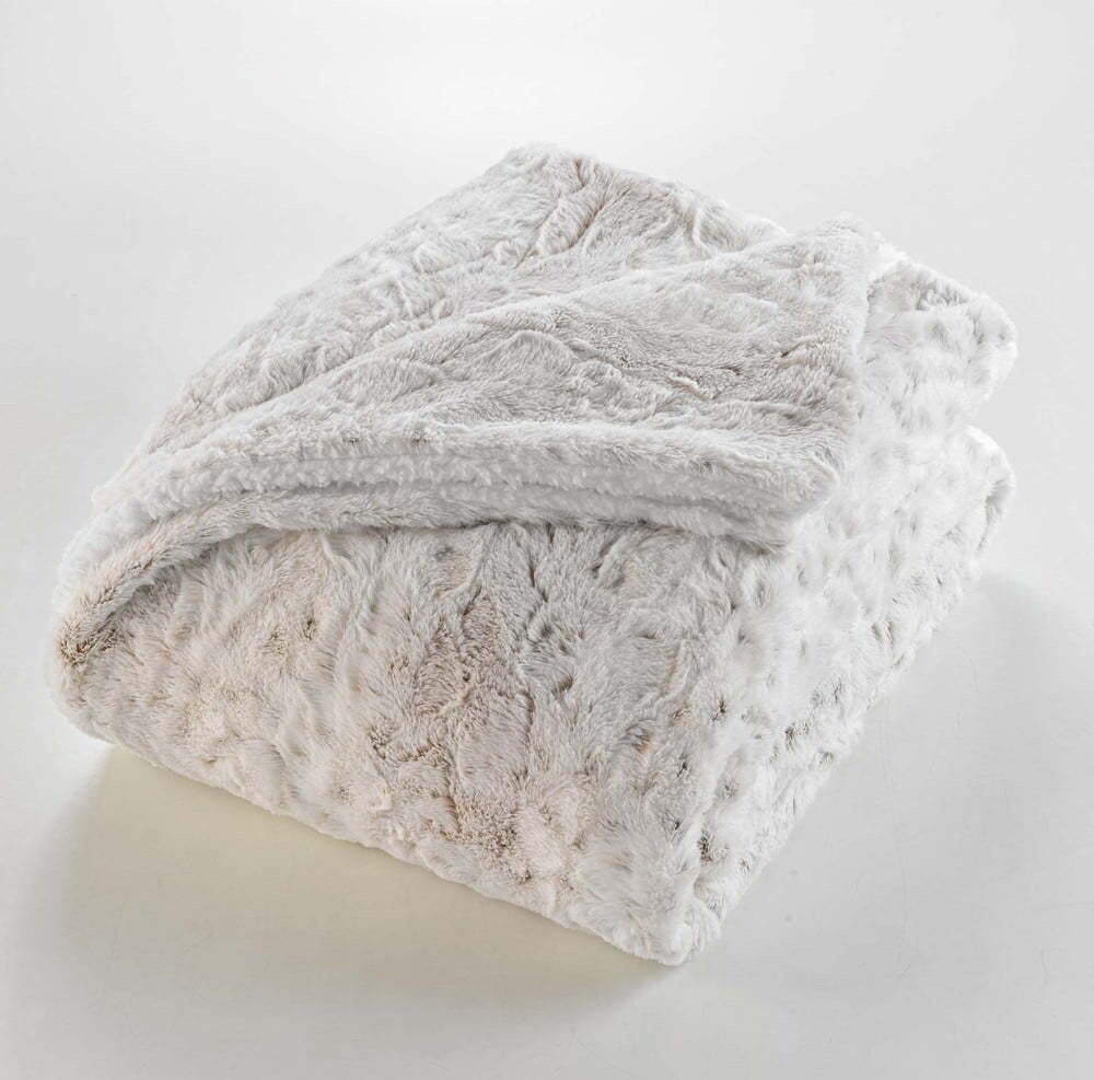 Šedobéžová deka z umělé kožešiny 220x240 cm Alaska – douceur d'intérieur