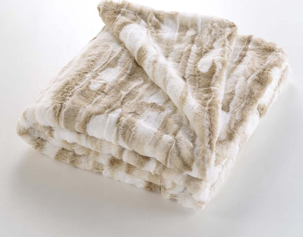 Béžová deka z umělé kožešiny 180x220 cm Cheyenne – douceur d'intérieur