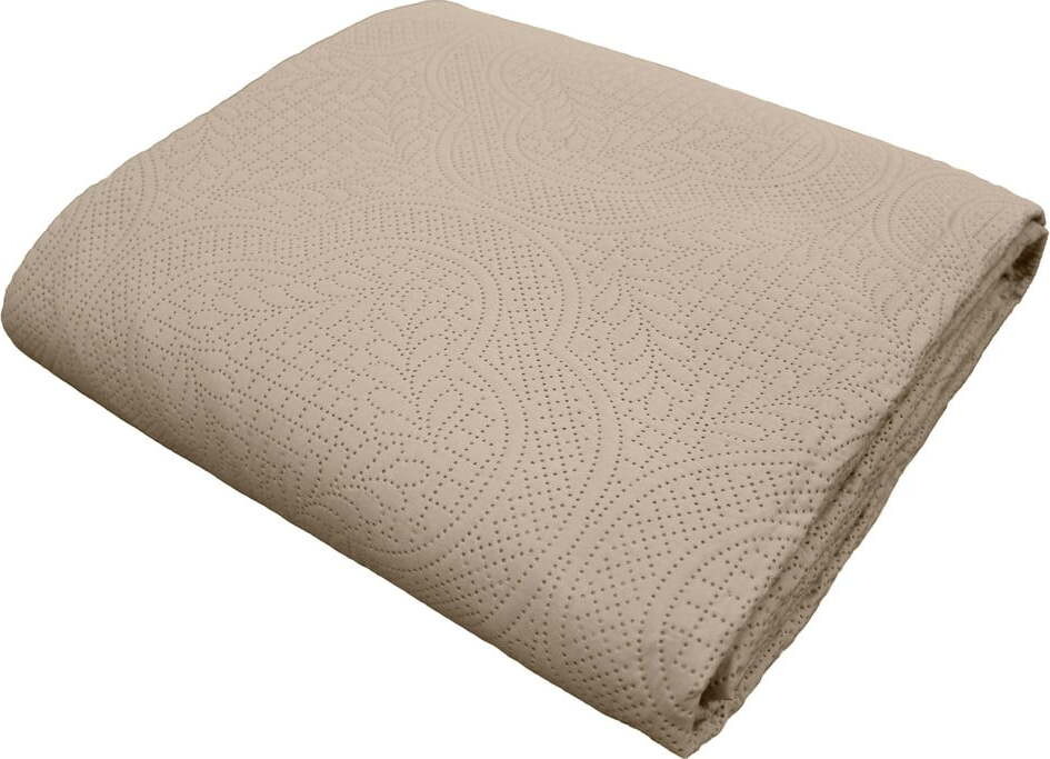 Světle hnědý set přehozu a povlaku na polštář z mikrovlákna 240x260 cm Romane – douceur d'intérieur