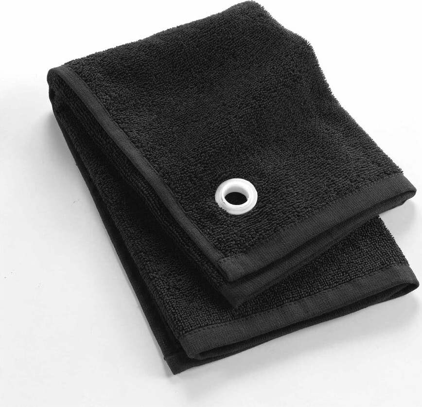 Černý froté bavlněný ručník 50x50 cm Cuistot – douceur d'intérieur