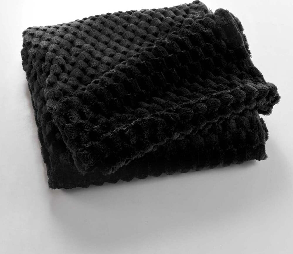 Černá deka z mikroflanelu 125x150 cm Mini Frosty – douceur d'intérieur