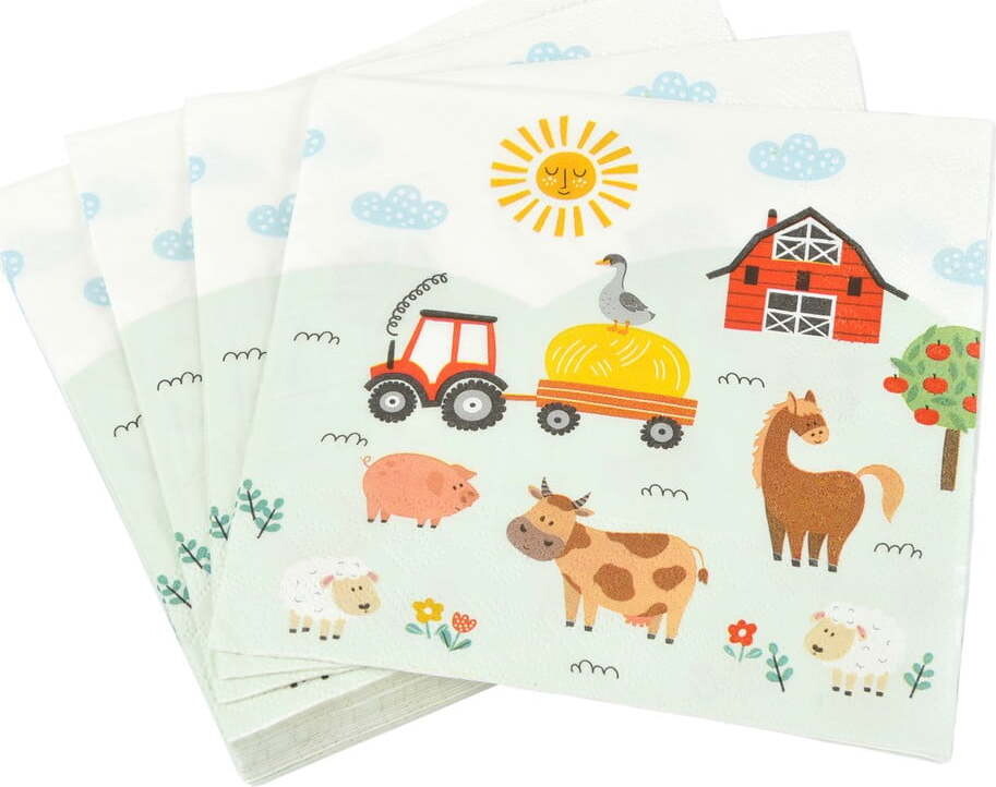 Ubrousky v sadě 20 ks 33x33 cm Farm Animals – Homéa
