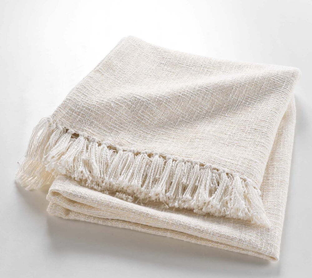 Krémová deka s příměsí bavlny 125x150 cm Ziggy – douceur d'intérieur