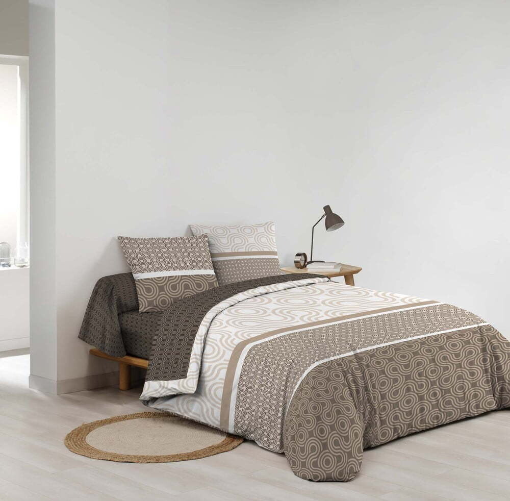 Hnědé bavlněné povlečení na dvoulůžko/prodloužené s prostěradlem/6dílné 240x220 cm Pacha – douceur d'intérieur