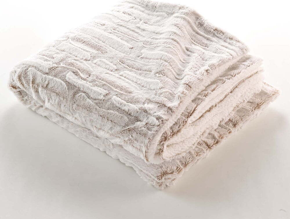 Béžová deka z mikroplyše 180x220 cm Lynx – douceur d'intérieur