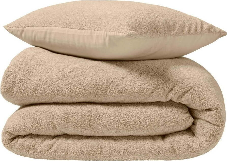 Světle hnědé povlečení na dvoulůžko/prodloužené z mikroplyše 240x220 cm Helena – douceur d'intérieur