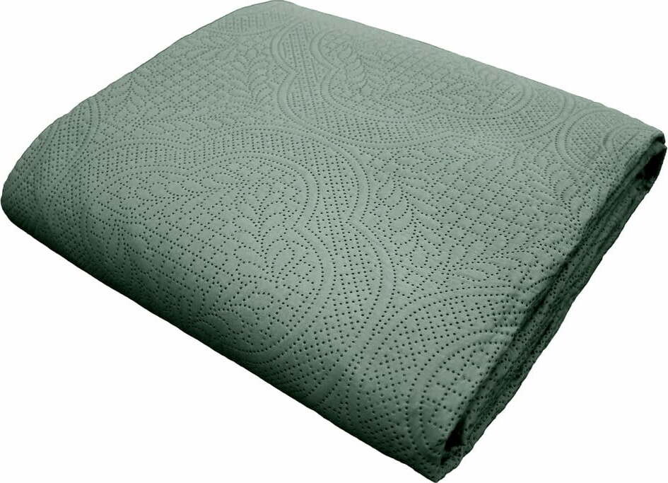 Zelený set přehozu a povlaku na polštář z mikrovlákna 220x240 cm Romane – douceur d'intérieur