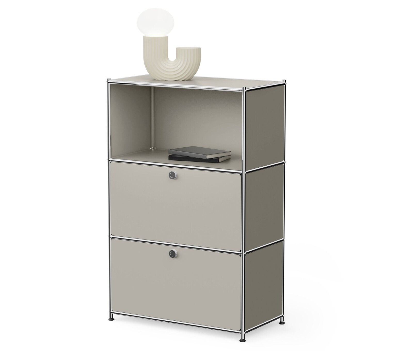 Tchibo - Komoda kovová »Cn3« se 2 výklopnými dvířky - barva: šedá