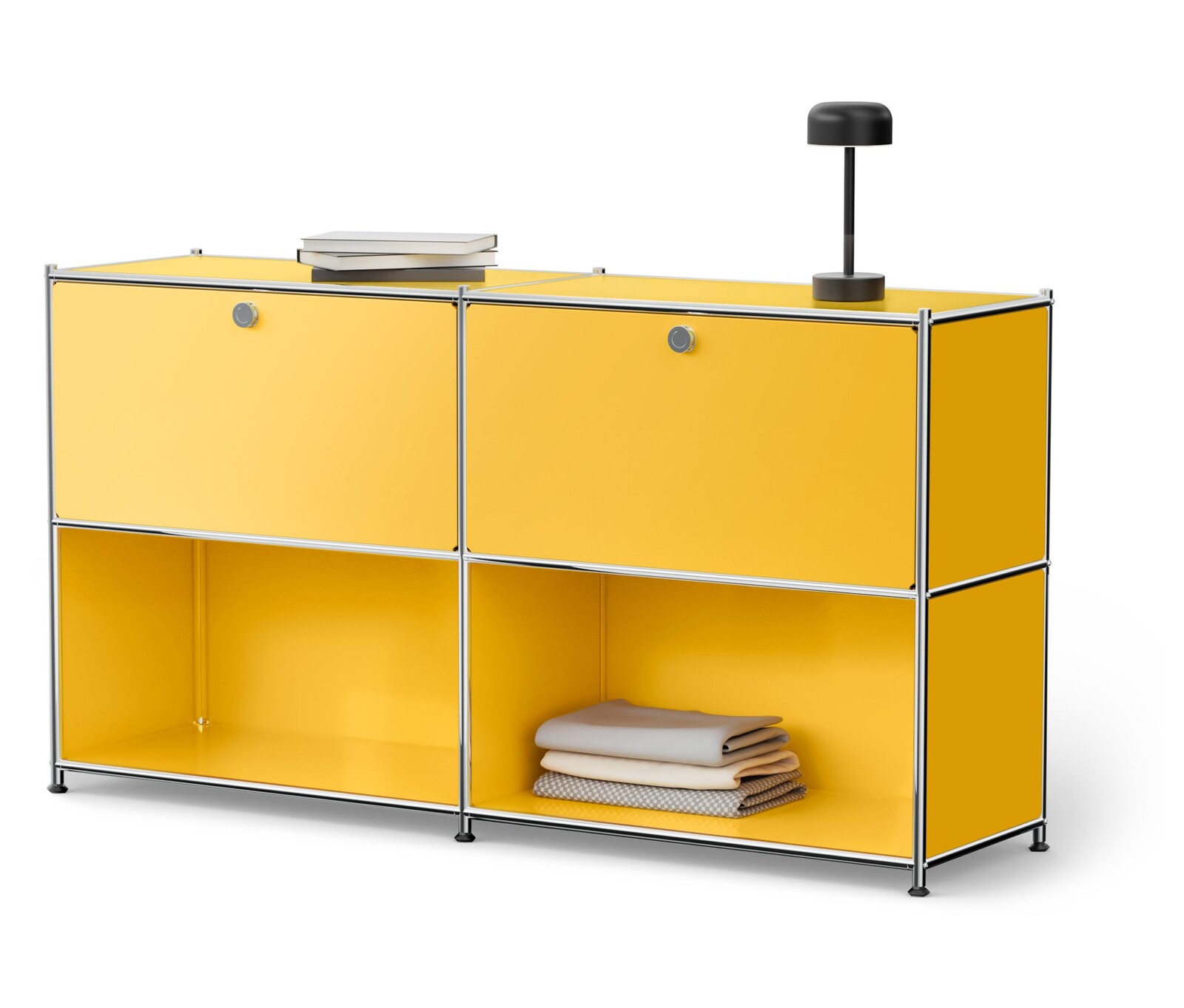 Tchibo - Kovová odkládací skříňka »Cn3« se 2 přemístitelnými výklopnými dvířky - barva: žlutá