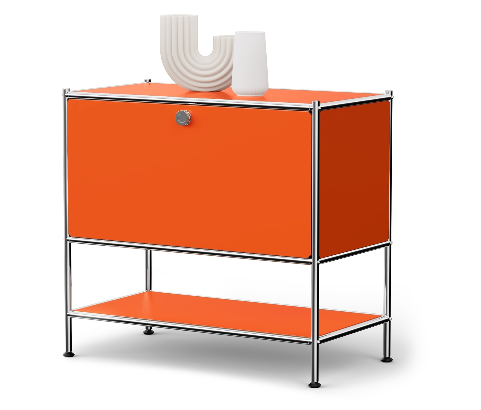 Tchibo - Kovová odkládací skříňka »Cn3« s 1 výklopnými dvířky - barva: oranžová