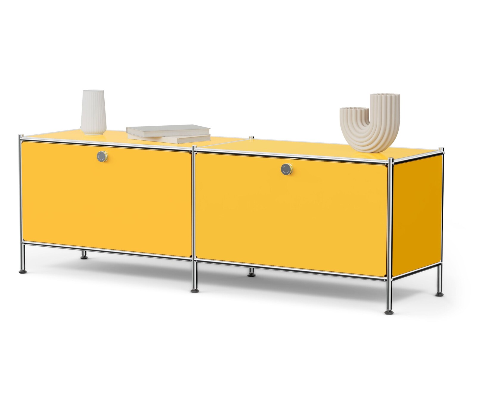 Tchibo - Nízká kovová skříňka »Cn3« se 2 výklopnými dvířky - barva: žlutá