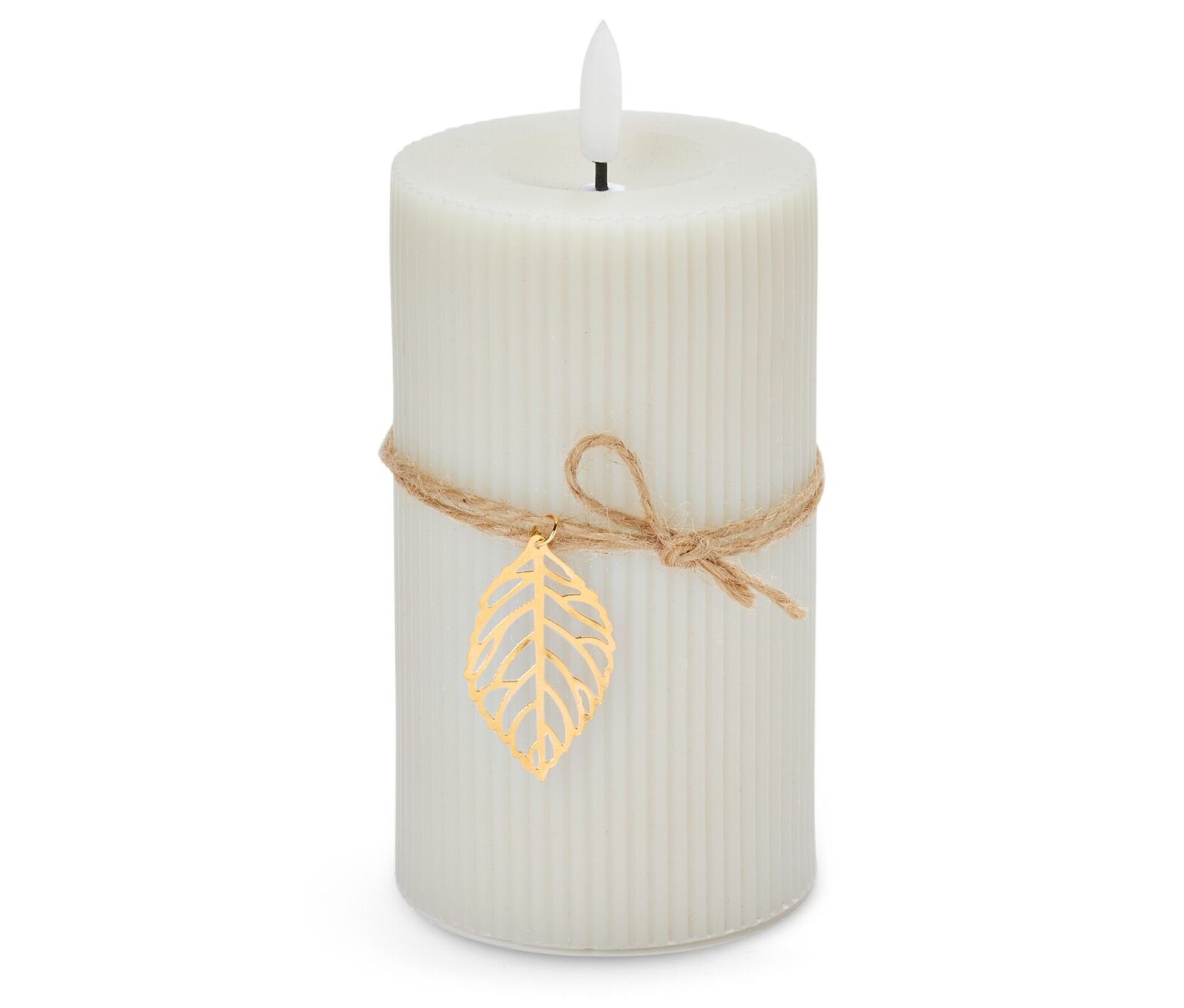 Tchibo - LED svíčka z pravého vosku s lístkem - barva: béžová