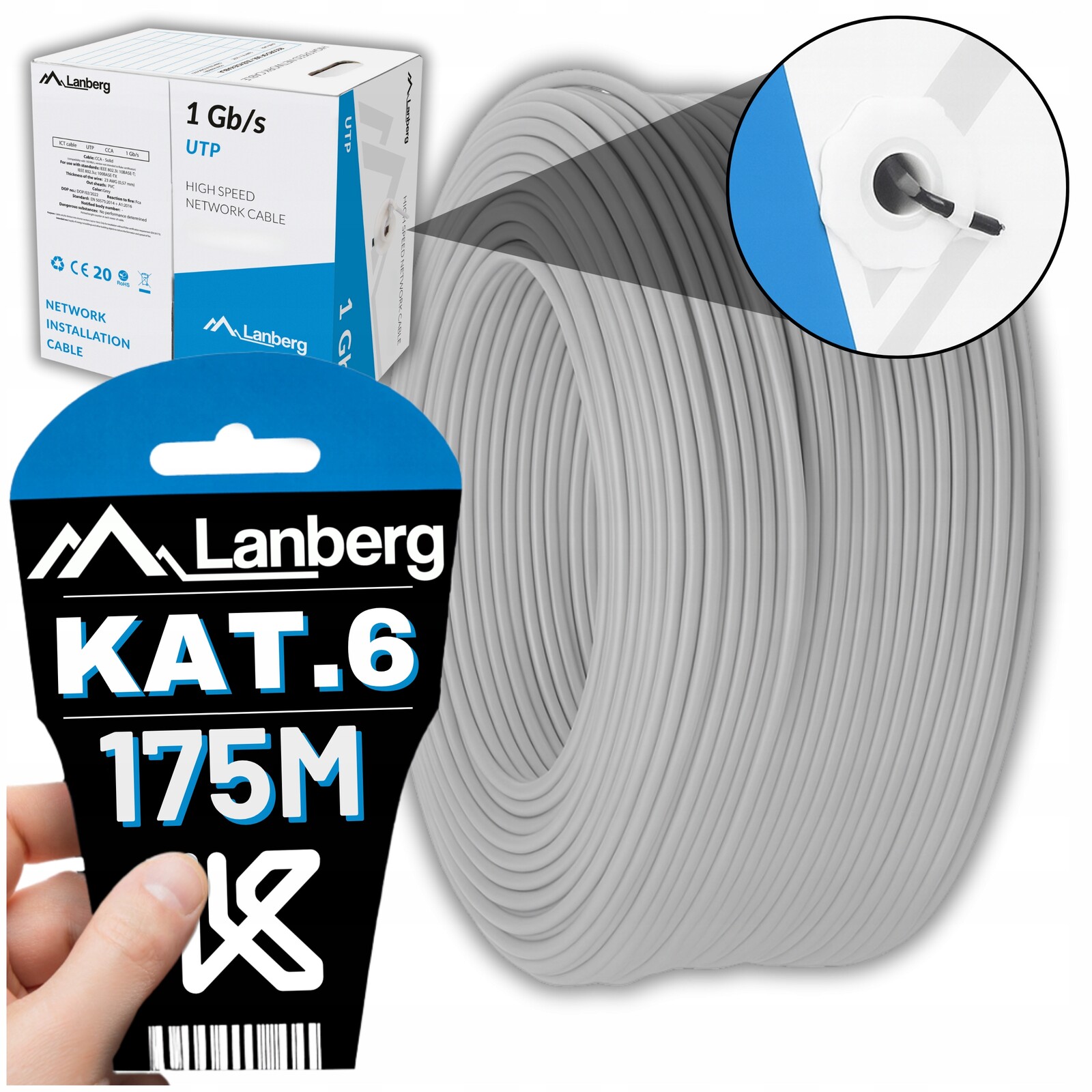 Síťový Kabel Kroucený Kabel Lan RJ45 Utp KAT.6 KAT.6 175M Rychlý Lanberg