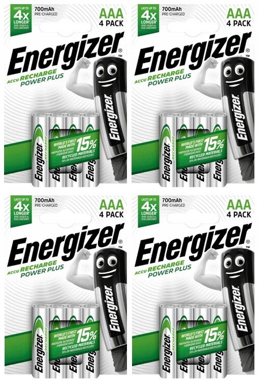 Akumulátory Energizer R03 Aaa NiMH 700mAh PowerPlus \ 16 Kusů \ 4 blistry
