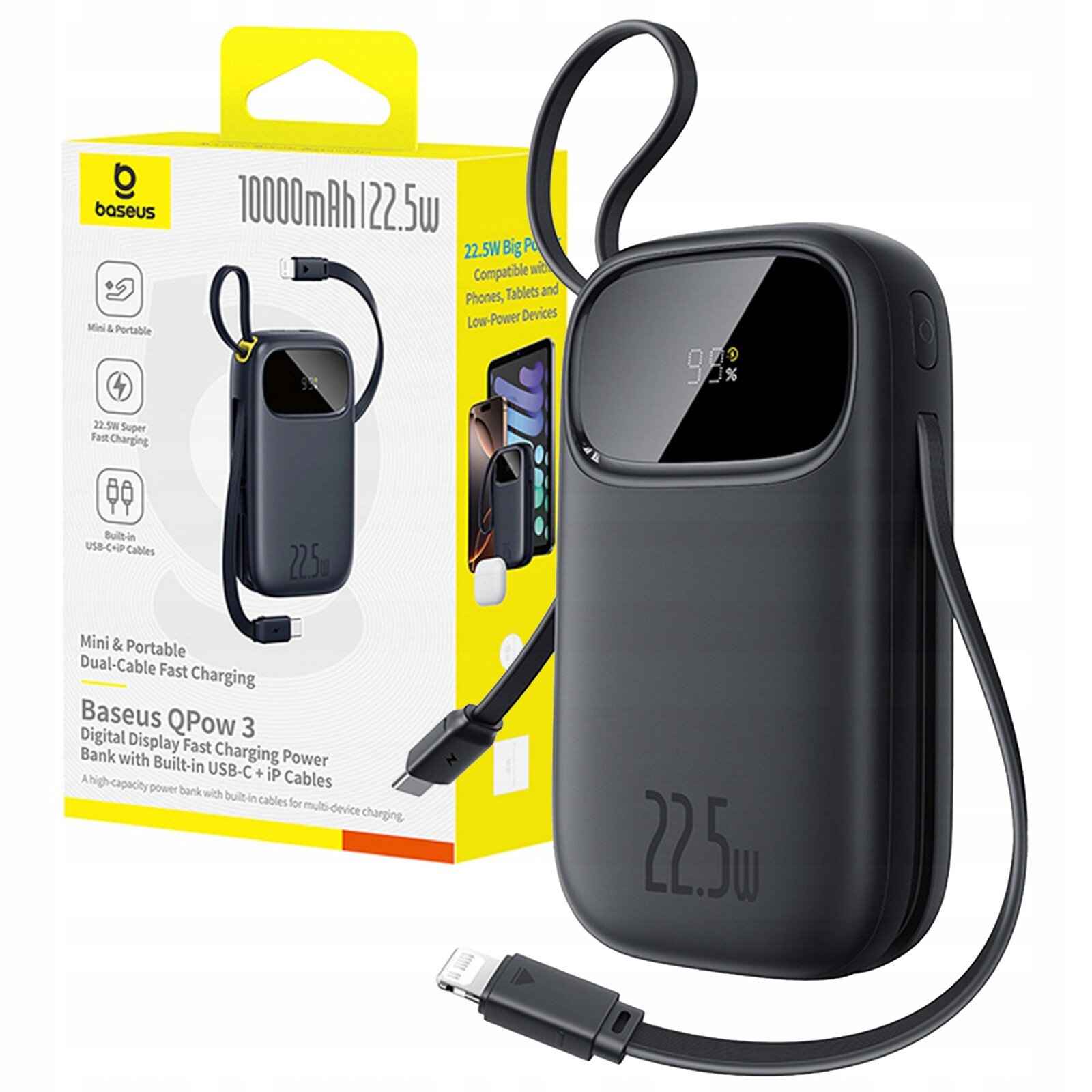 Power Banka Baseus 10000 mAh 22.5W Usb-c Usb-a Lightning Rychlá Powerbanka