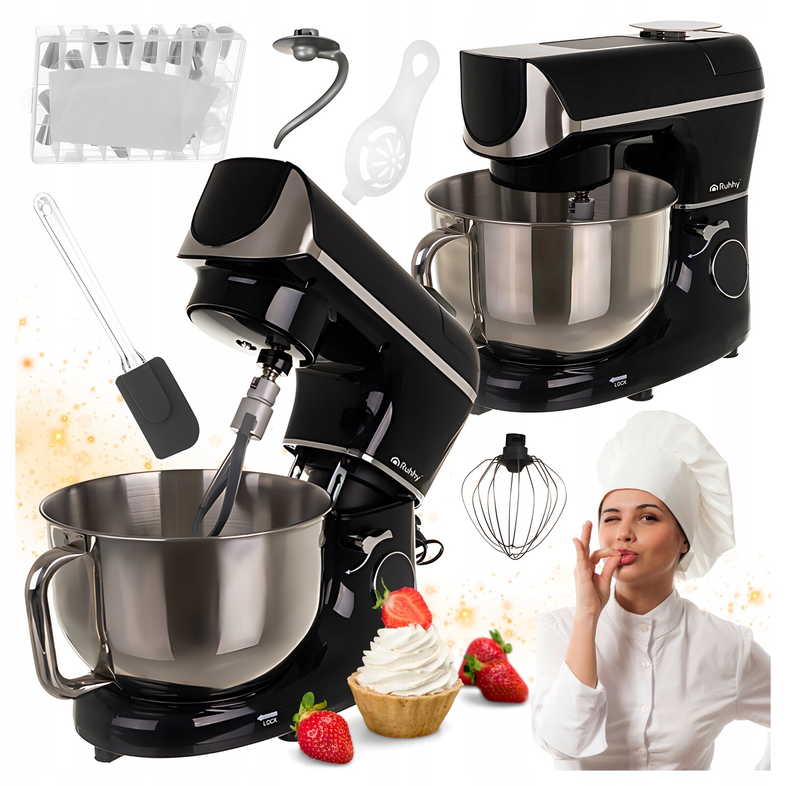 Planetární kuchyňský robot, multifunkční vyhřívaná mísa 5.5 l s váhou a časovačem