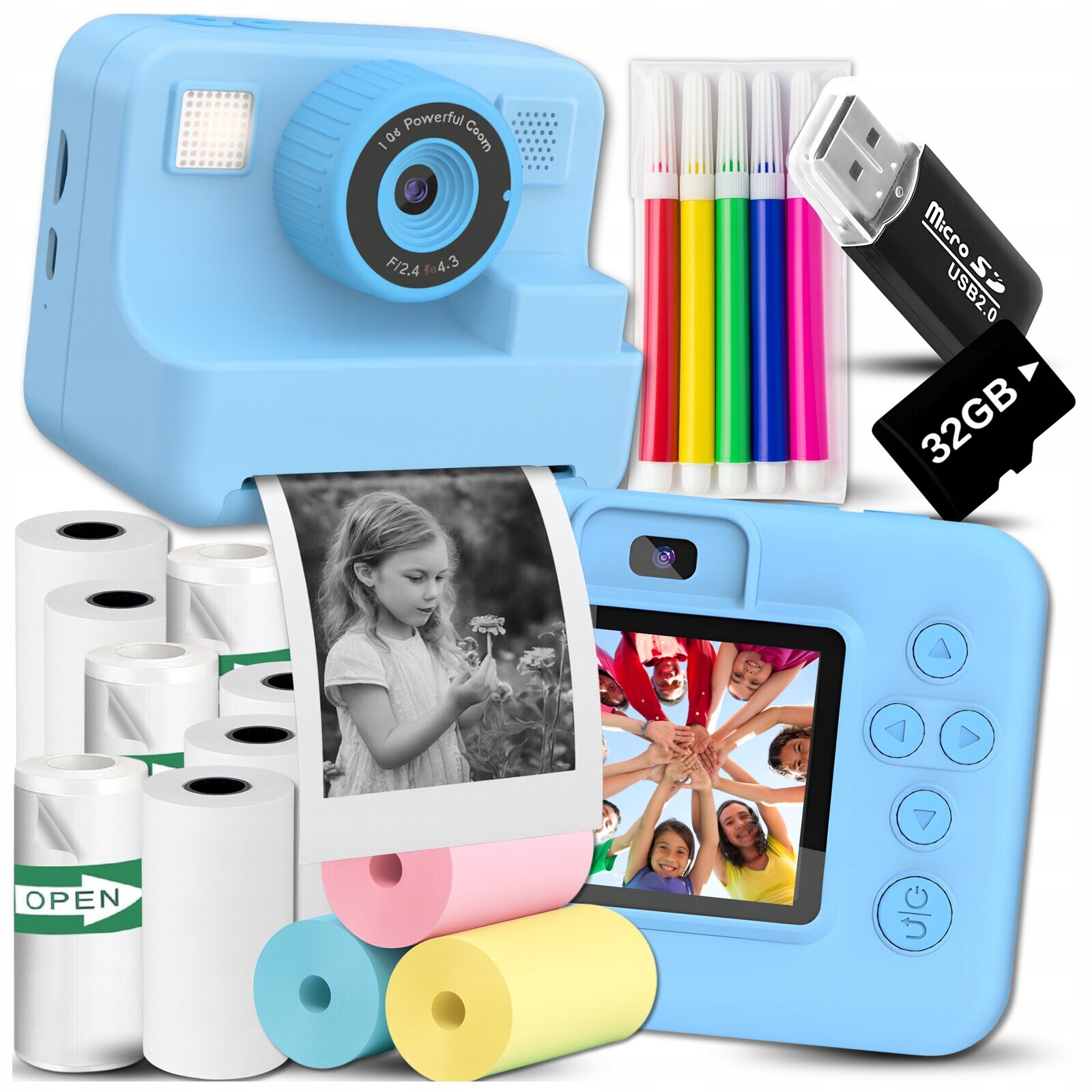 Instantní Digitální Fotoaparát Pro Děti S Tiskárnou 11 Rolí Karty