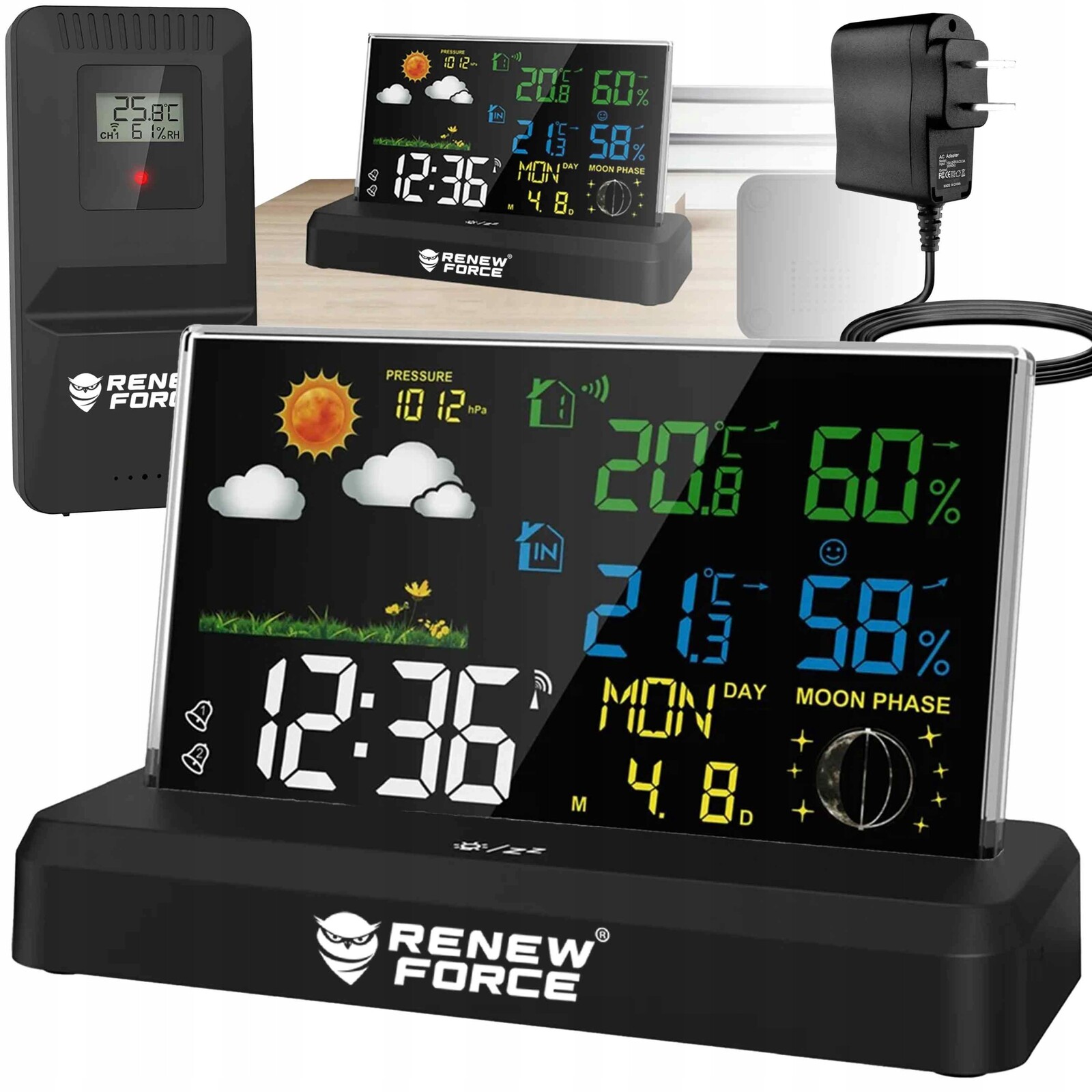 Meteorologická stanice vlhkoměr barometr teploměr hodiny Dcf senzor