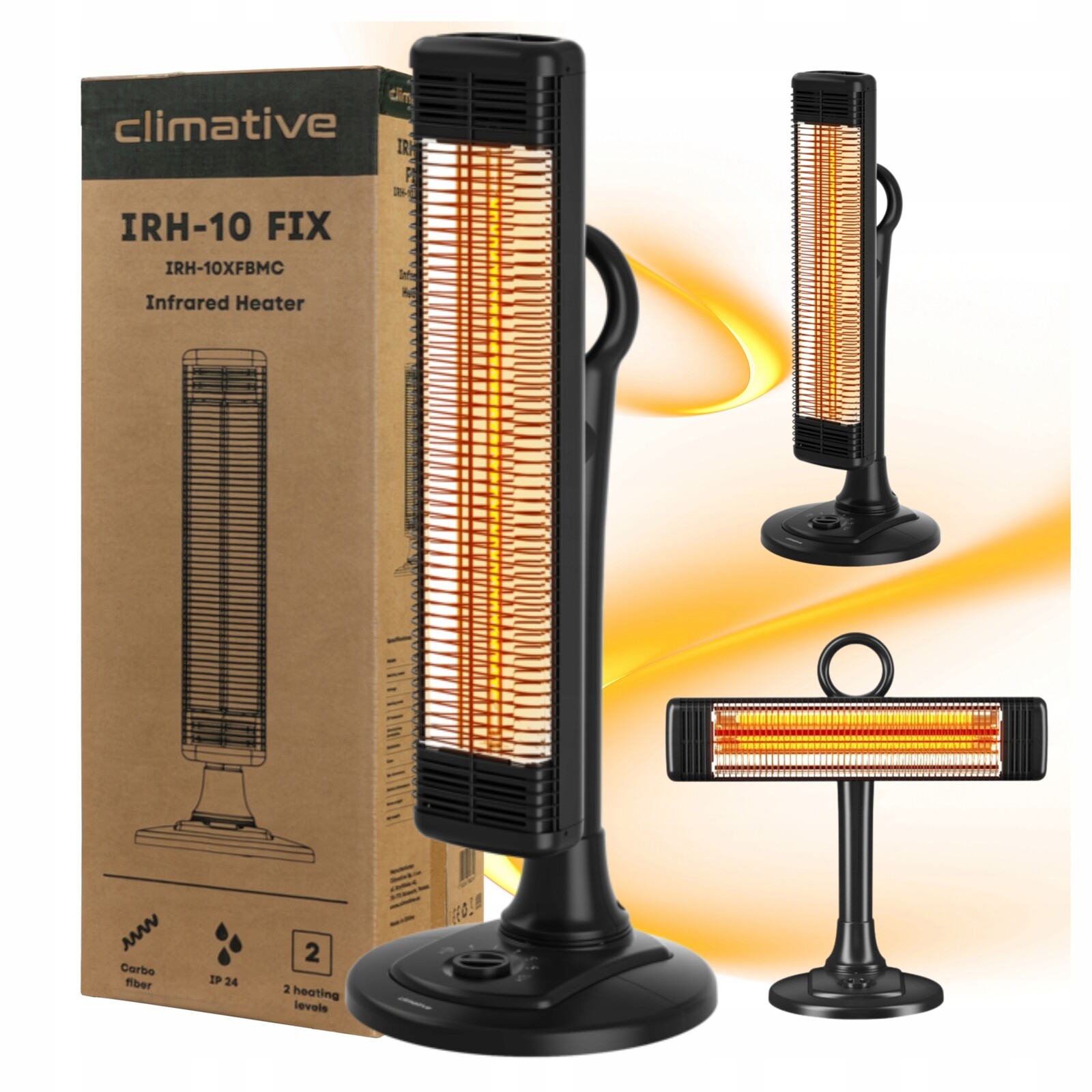 Infračervený terasový zářič Fix 1000W Oscilace Vertikální a horizontální IP24