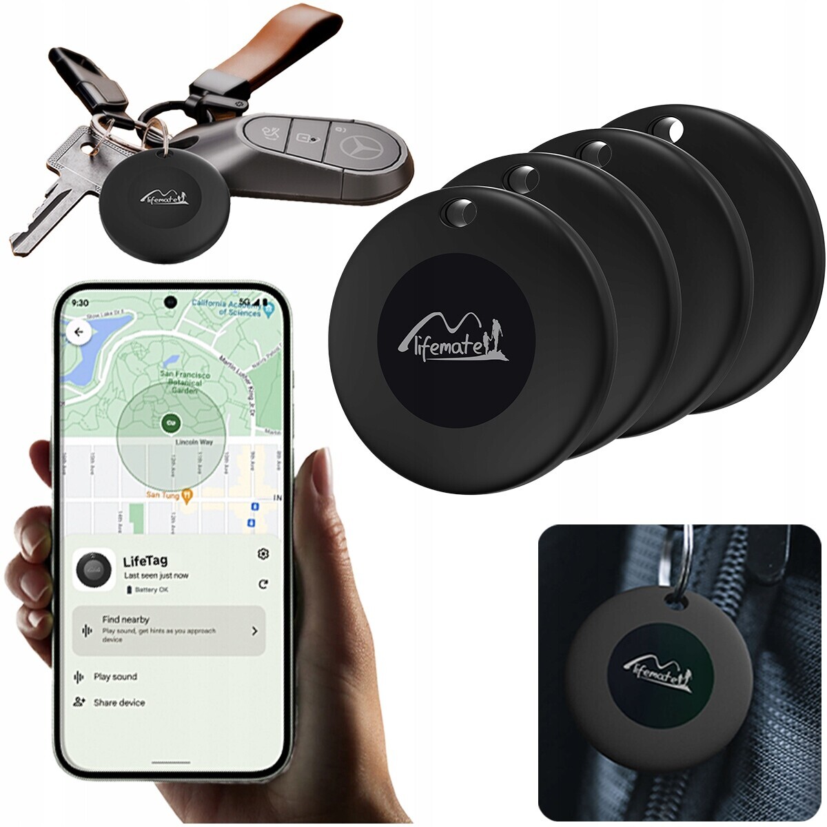 4x Gps lokátor Life Tag Lifemate Android pro batoh na klíče od psího zavazadla