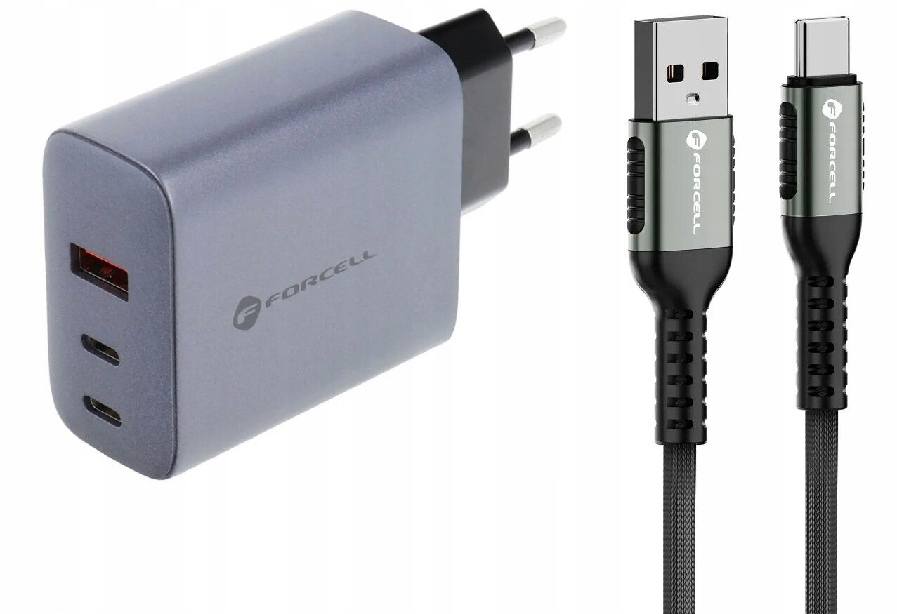 Sada pro nabíjení, síťová nabíječka Forcell GaN kabel Usb-a/usb-c 66W