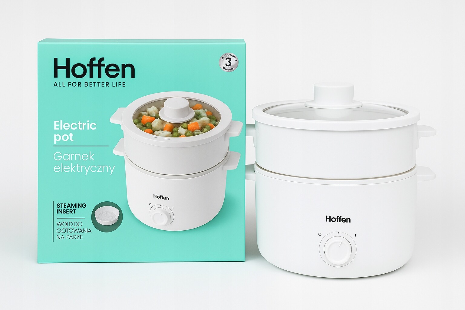Elektrický hrnec Hoffen 1000 W s funkcí vaření v páře