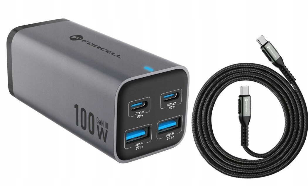 Sada nabíječky Forcell F-Energy GaN3 100W kabelu Forcell C260 Usb-c 100W