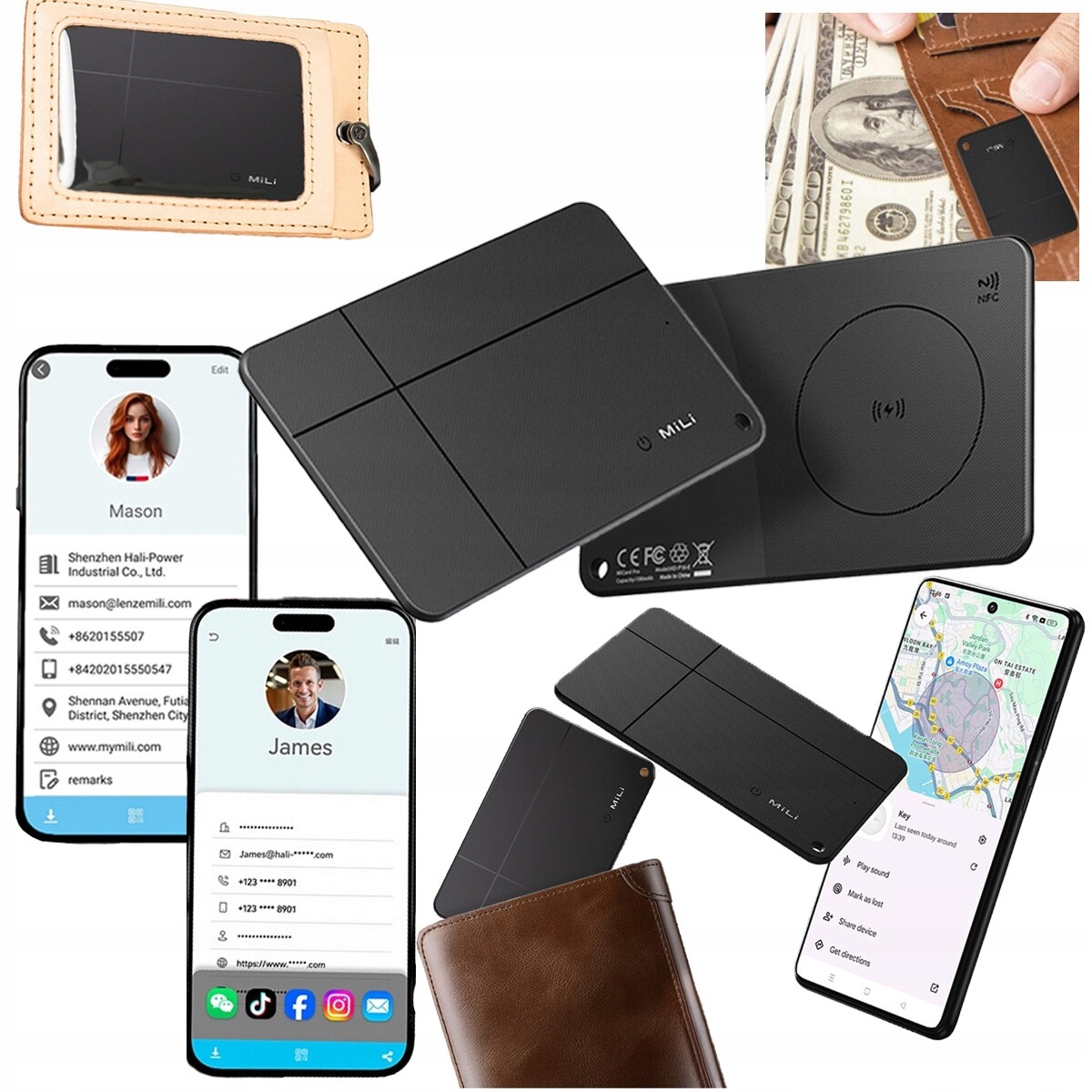 Gps lokátor Mili MiCard Pro karta do peněženky Vizitka Duo Android Ios