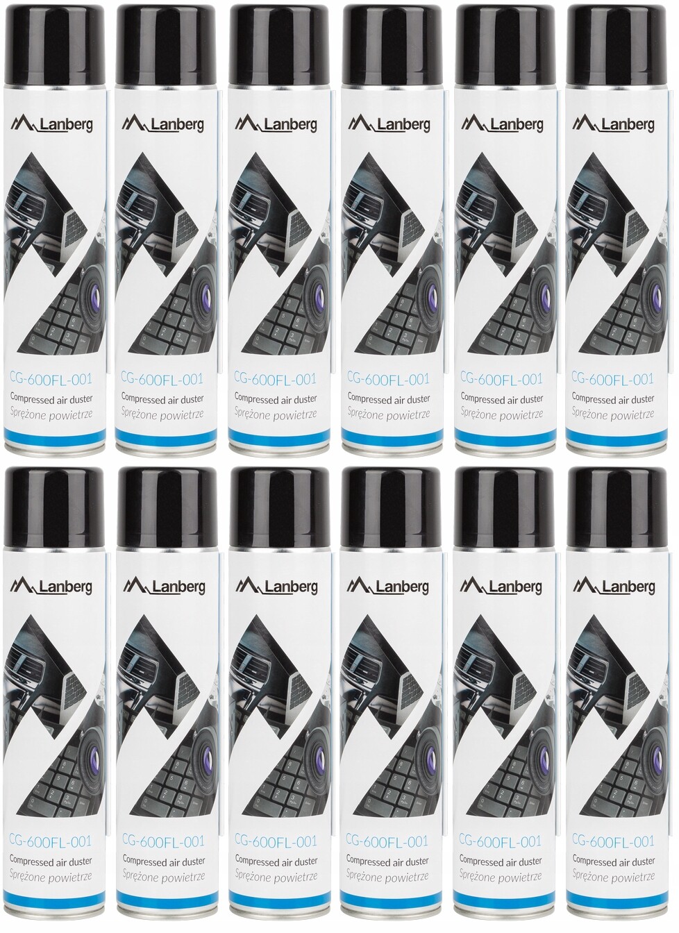 12 X Stlačený Vzduch S Trubičkou 600 ML Air Duster Lanberg