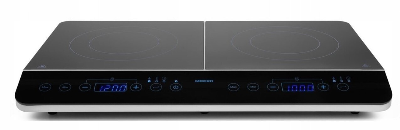 Přenosná německá indukční varná deska Medion, dvouplotýnková, 3500 W, 10 úrovní