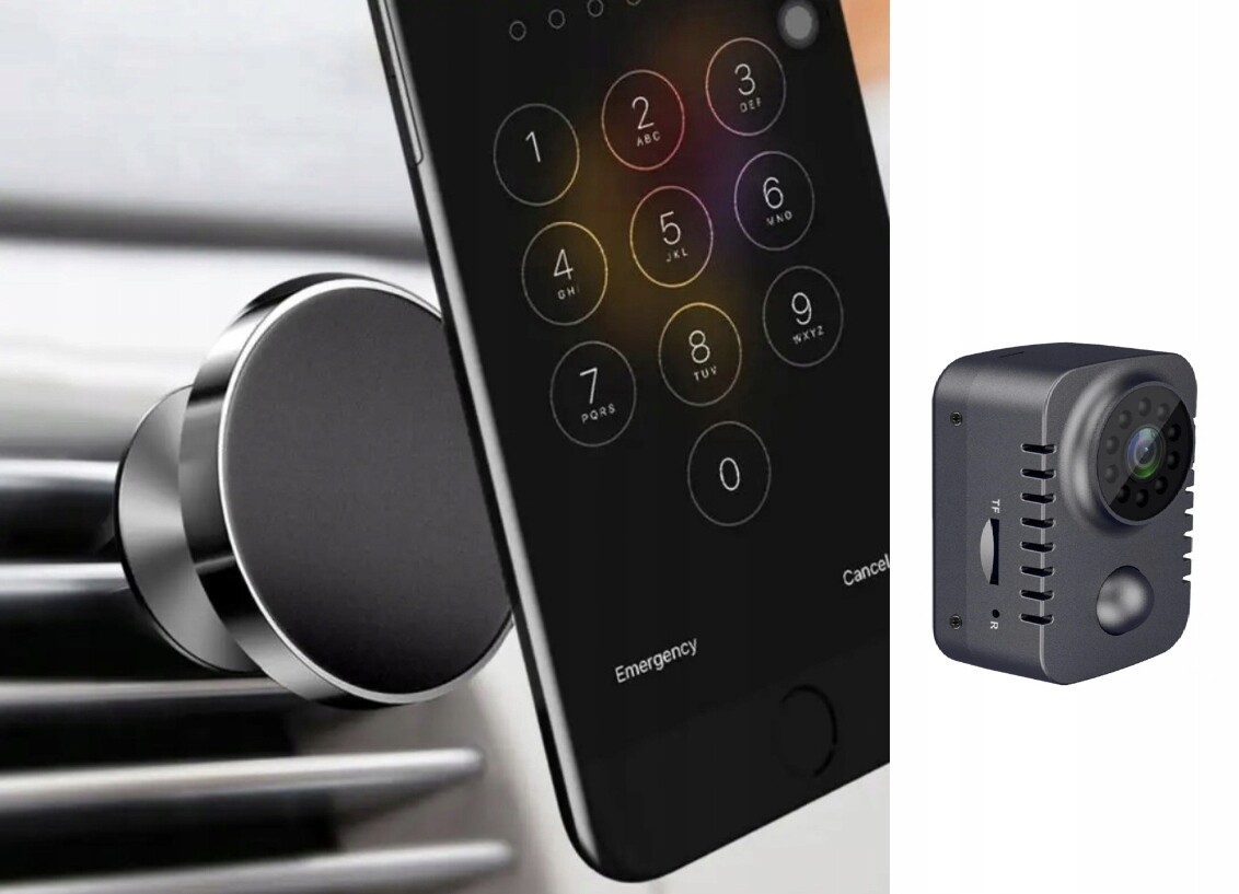 Sada Hoco: 2x Magnetický držák Mini špionážní kamera pro salon auta