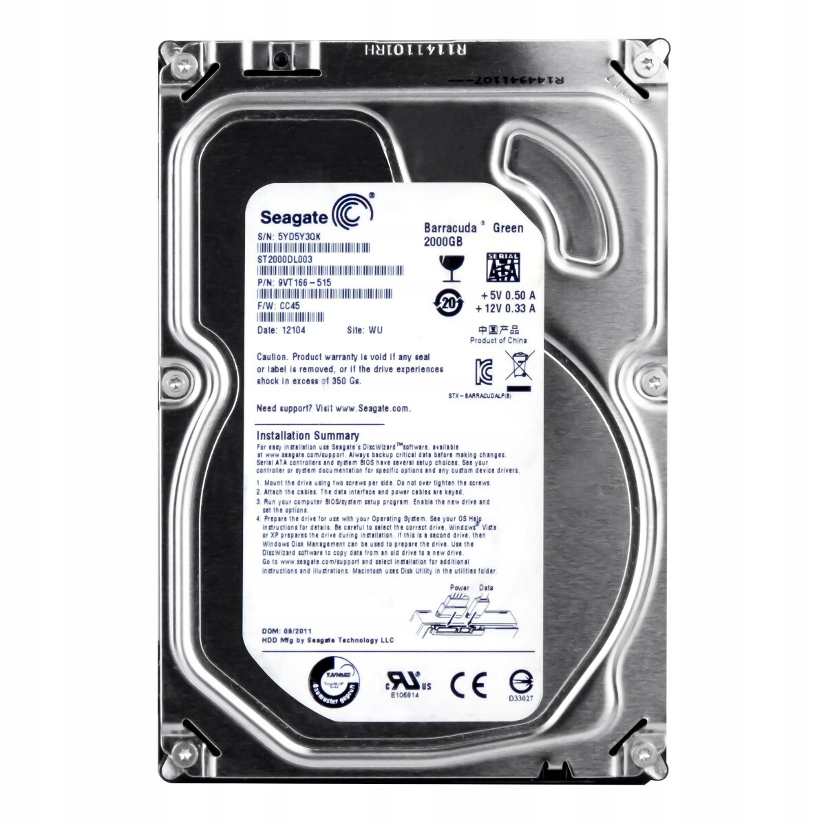 Seagate Barracuda Green 2TB Sata III 5.9K 64MB 3.5'' ST2000DL003