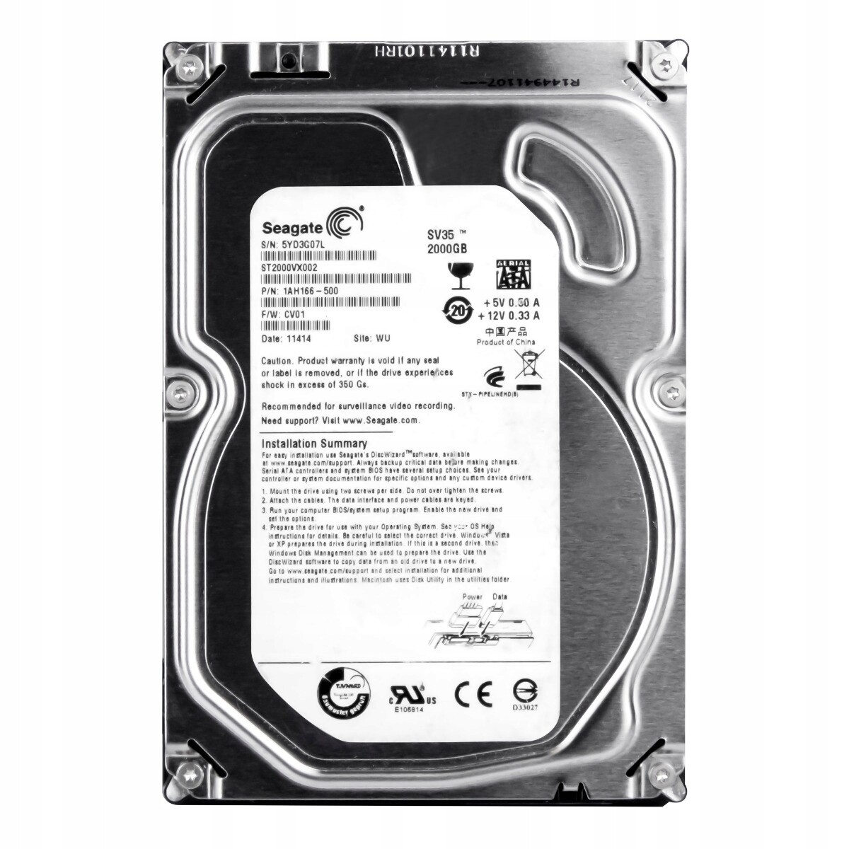Seagate SV35 2TB 5.9K 64MB Sata III 3.5'' ST2000VX002