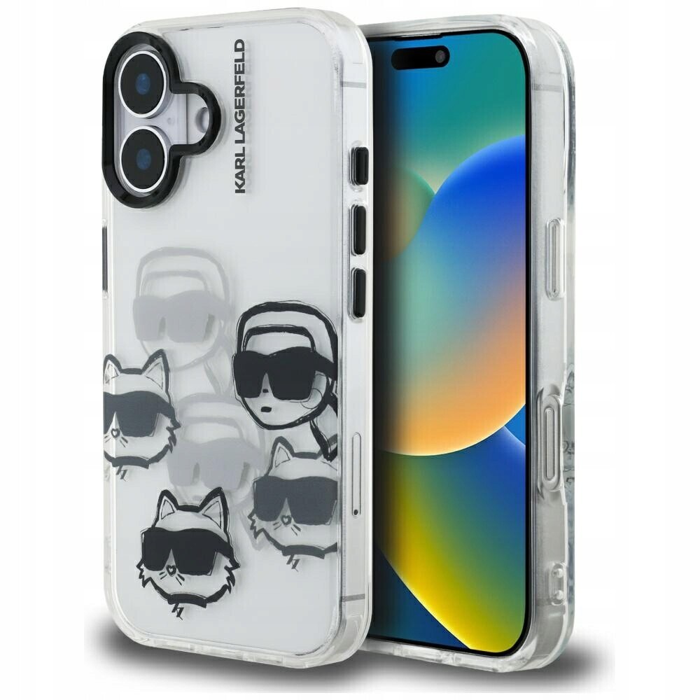 Pouzdro Karl Lagerfeld IML Multi K&c Head Pattern pro iPhone 16 je průhledný