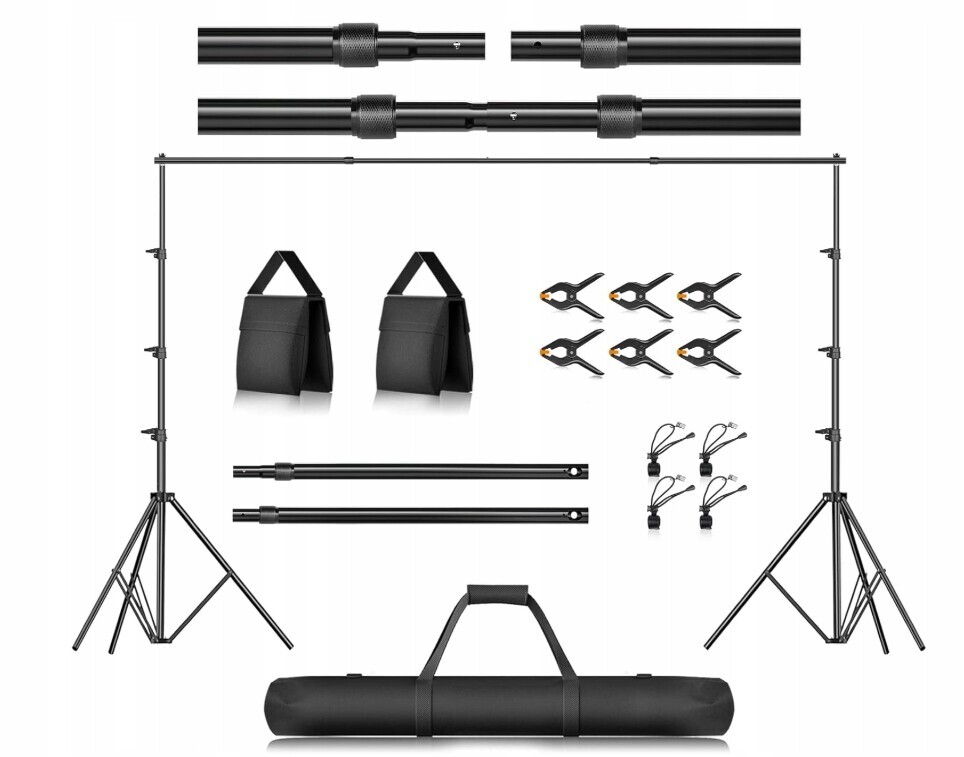 Sada studiového pozadí Emart 2,6 x 3 m – systém s nastavitelným knoflíkem
