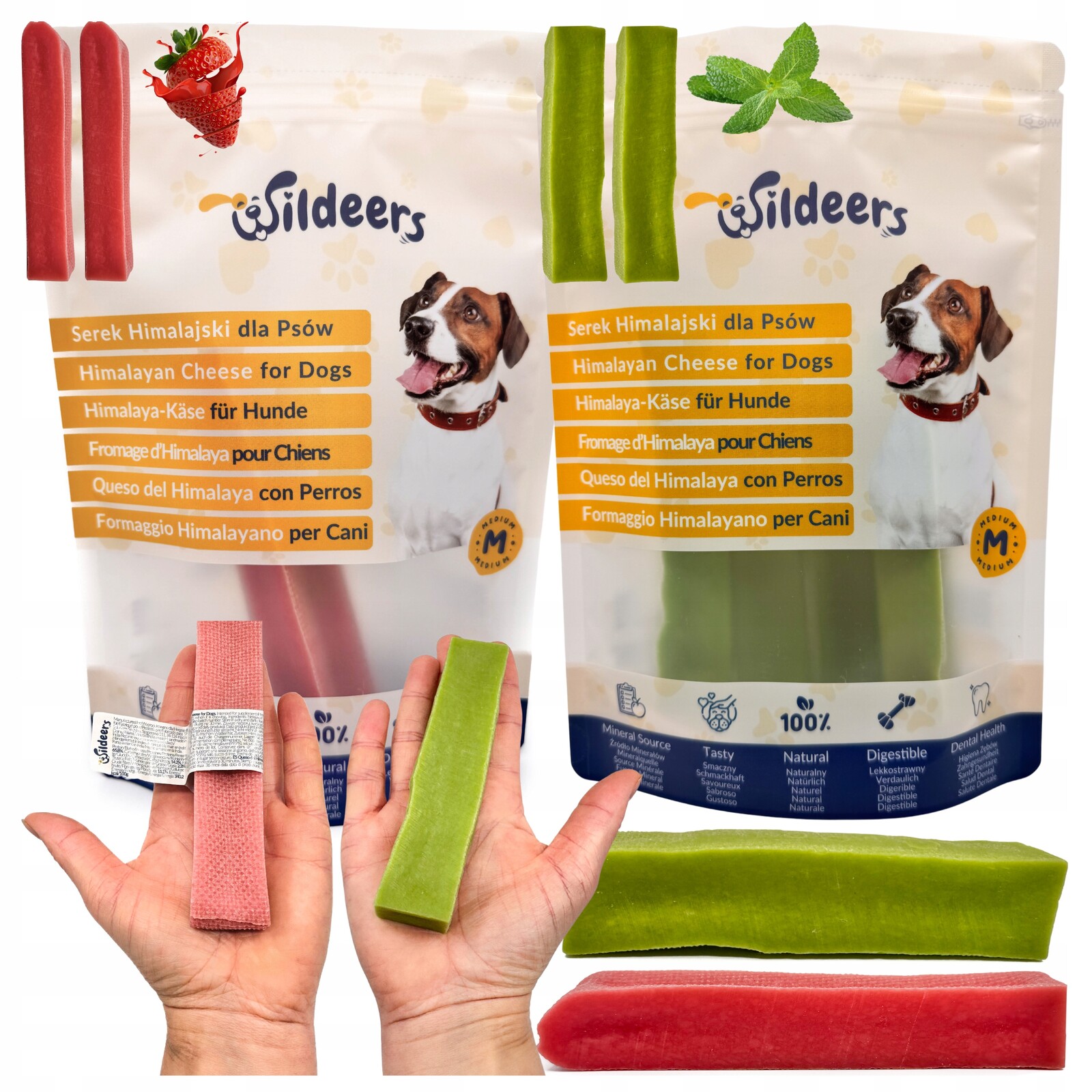 Sada Přírodních Kousátek Z Himalájského Sýra 2x Jahoda 2x Máta M