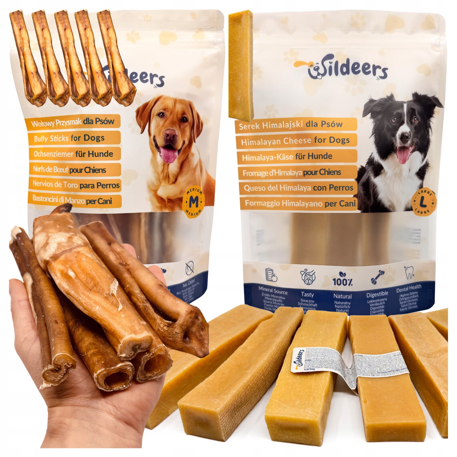 Přírodní Kousátka Z Himalájského Sýra 1x L a Sušené Hovězí Penisy 5x 15 cm