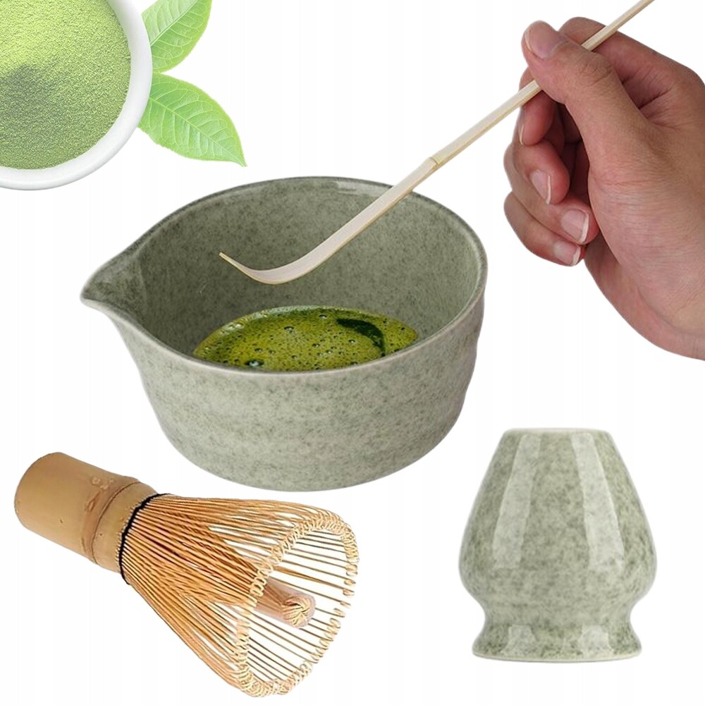 Bambusová Dárková Sada Čaje Matchy Chashaku Šlehací Metla 4KS